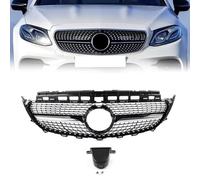 AEIOUPMMA Parrilla de Diamante para Parachoques Delantero de automóvil Clase E Sedán de 4 Puertas para Mercedes Benz W213 E200 E300 E400 E43 2016 2017 2018 2019 2020(Black Silver)