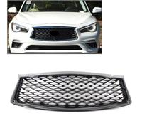 AEIOUPMMA Rejilla de Malla Superior Central del Parachoques Delantero con Forma de Panal para automóvil para Infiniti Q50 Q50S 2018 2019 2020 2021 2022 2023(Glossy Black)