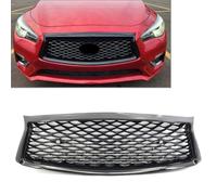 AEIOUPMMA Rejilla de Malla Superior Central del Parachoques Delantero con Forma de Panal para automóvil con Orificio para Sensor para Infiniti Q50 Q50S 2018 2019 2020 2021 2022 2023(Glossy Black)