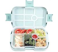 AEIWUMOK Fiambrera infantil | Bento Box con compartimentos | Fiambrera para niños | Fiambrera robusta con 6 compartimentos divididos | Caja de almuerzo para niños guardería (azul)