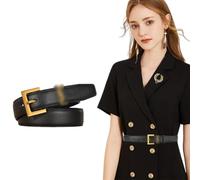 AEIXYA 1 pieza cinturones de mujer de PU, cinturones clásicos de cuero, ajustables, Cinturones de mujer dorados con hebilla Y, S dorada L, adecuados para vaqueros, pantalones y vestidos (110 cm, A)