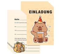 AEIXYA 12 Invitaciones De Cumpleaños De Capybara, Invitaciones De Cumpleaños Para Niño, Tarjetas Con Diseño De Capibara, Para Fiestas De Animales Adorables (A)