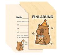 AEIXYA 12 Invitaciones De Cumpleaños De Capybara, Invitaciones De Cumpleaños Para Niño, Tarjetas Con Diseño De Capibara, Para Fiestas De Animales Adorables (B)