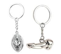 AEIXYA 2 Piezas Llavero Con Forma De Pene, Colgante Con Forma De Pene, Colgante Divertido, Eslabón Plateado De Metal, Regalo Llave Falo, Para Despedida De Soltera Genitales, Idea De Regalo