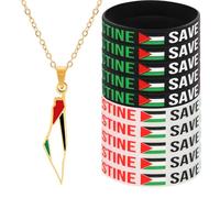AEIXYA Lote de 10 Pulseras Solidarias Palestina con 1 Palestinas Collier, Pulsera de Silicona Save Gaza con Bandera Palestina, Accesorio de Unidad y Esperanza para Hombres y Mujeres