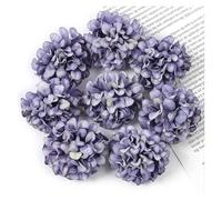 AEJHSIN Hortensias Artificiales Cabezas de Flores Artificiales Hortensia Seda 4 cm, Falsas for decoración del hogar, Bodas, Accesorios Corona Novia DIY(Purple,20Pcs)