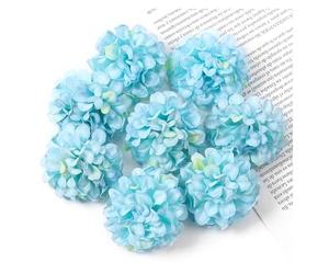 AEJHSIN Hortensias Artificiales Cabezas de Flores Artificiales Hortensia Seda 4 cm, Falsas for decoración del hogar, Bodas, Accesorios Corona Novia DIY(Blue,10Pcs)
