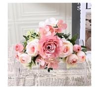 AEJHSIN Hortensias Artificiales Ramo de 7 Cabezas Flores Artificiales Seda, peonías, Rosas y hortensias, decoración for el hogar, Fiestas, Bodas, Novias, Plantas Falsas(U Pink)