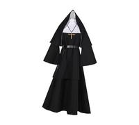 AEKLXVKU Disfraz de monja con pretina, traje de cosplay para espectáculo, día festivo, carnaval, XXL, color negro