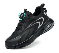 AEKYIWL Zapatos de Seguridad para Hombre Mujer Calzado de Seguridad Comodo Zapatillas de Trabajo con Punta de Acero Cordón con Hebilla giratoria Negro, 44 EU
