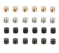 AEKZOX 24 Piezas Topes de Cordón de Metal de 2 Agujeros, Cierres de Resorte para Cordones, Tapas de Extremo de Cordón, Set de Cierre, Pinzas para Ropa, Mochilas, Cuerdas y Cordones de Zapatos