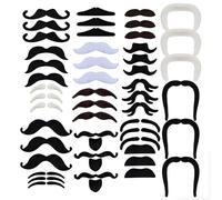AEKZOX 48 Piezas Barba de Cabra Falsa, Bigote Autoadhesivo, Cabello Falso en la Cara, Barba Postiza, Accesorio de Disfraz de Gángster para Halloween, Cosplay, Fiestas de Mascarada (Negro)