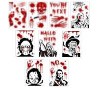 AEKZOX 9 piezas Decoración de Halloween espeluznante, imágenes para ventanas, exteriores, jardín, casa embrujada, fiesta, carteles de zombis, huellas de manos sangrientas, pegatinas de pared