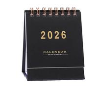 AEKZOX Mini calendario de escritorio, 2025 2026, de mesa y sobremesa, julio de 2025 a diciembre de 2026, calendarios pequeños de pie en espiral para el hogar, oficina y escuela (Mini) (Negro)