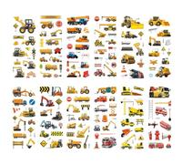 AEKZOX Pegatinas 3D infantiles para Niños, Set de 12 Hojas con Pegatinas de Excavadoras, Coches, Tractores y Vehículos Infantiles, Ideal como Regalo o Detalle para Pegatinas Cumpleaños