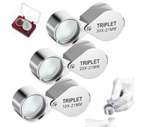 AEKZOX Set de 3 Lupas de Joyero Plegables - Aumento 10X 20X 30X Portátil para Identificación de Joyas, Monedas, Diamantes y Relojería. Precisión Profesional.
