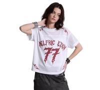 Aelfric Eden Camiseta de manga corta para hombre y mujer, cuello redondo, corte holgado, camiseta Y2K, ropa de calle, hip hop, camiseta informal de verano, Blanco, XL