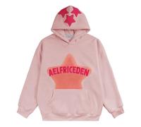 Aelfric Eden Sudadera con Capucha para Mujer Hoodie para Hombre Sudadera Estrella Unisex Basic Hoodie Mangas Largas Vintage Sweatshirt Y2K Hoody Rosa, XS