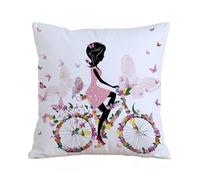 AELKSP Fundas de Cojín 40x40 cm,Chica en Bicicleta con Mariposas románticas.,Fundas de Cojín Decorativo para Sofá,Cama, Silla,Salón,Coche.Modernas y con Cremallera Invisible