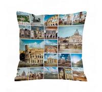 AELKSP Fundas de Cojín 40x40 cm,Collage de Fotos de Roma.,Fundas de Cojín Decorativo para Sofá,Cama, Silla,Salón,Coche.Modernas y con Cremallera Invisible