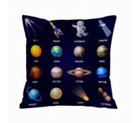 AELKSP Fundas de Cojín 40x40 cm,Conjunto de Iconos de Planetas. Conjunto de Dibujos Animados de Iconos,Fundas de Cojín Decorativo para Sofá,Cama, Silla,Salón,Coche.Modernas y con Cremallera Invisible