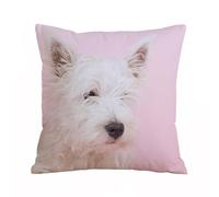 AELKSP Fundas de Cojín 40x40 cm,Perro Rosa West Highland White Terrier Westie Westy Animal Bebé Collar,Fundas de Cojín Decorativo para Sofá,Cama, Silla,Salón,Coche.Modernas y con Cremallera Invisible