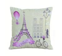 AELKSP Fundas de Cojín 45x45 cm,Beso, símbolos Florales de París, Puntos de Referencia, Torre Eiffel,.,Fundas de Cojín Decorativo para Sofá,Cama, Silla,Salón,Coche.Modernas y con Cremallera Invisible
