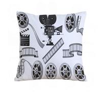 AELKSP Fundas de Cojín 45x45 cm,Cine, ilustración en Escala de Grises temática de la Industria cinemat,Fundas de Cojín Decorativo para Sofá,Cama, Silla,Salón,Coche.Modernas y con Cremallera Invisible