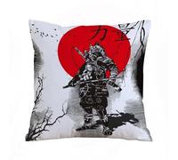 AELKSP Fundas de Cojín 45x45 cm,Dibujo Manual de Guerrero Samurai con Palabra Samurai escrita en Kanji,Fundas de Cojín Decorativo para Sofá,Cama, Silla,Salón,Coche.Modernas y con Cremallera Invisible
