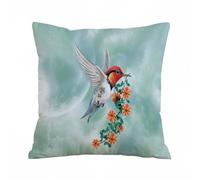 AELKSP Fundas de Cojín 50x50 cm,Fantástico colibrí Volando en el Cielo con Flores en la Cima,Fundas de Cojín Decorativo para Sofá,Cama, Silla,Salón,Coche.Modernas y con Cremallera Invisible