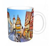 AELKSP Tazas grandes de 330 ml para café, tazas desayuno, té y bebidas calientes, tazas de cafe,Alemán, Rothenburg ob der Tauber Baviera Alemania famosa calle con coloridas,regalo aniversario pareja
