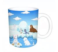 AELKSP Tazas grandes de 330 ml para café, tazas desayuno, té y bebidas calientes, tazas de cafe,Animal, imagen de animales árticos: osos polares, focas, pingüinos, lobos, ba,regalo aniversario pareja