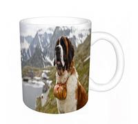 AELKSP Tazas grandes de 330 ml para café, tazas desayuno, té y bebidas calientes, tazas de cafe,Animal Perro Alpino Rescate Perro Cuello con Barril Pequeño Belle Saint-Berna,regalo aniversario pareja