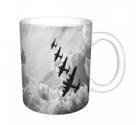 AELKSP Tazas grandes de 330 ml para café, tazas desayuno, té y bebidas calientes, tazas de cafe,Avión, imagen retro de los bombarderos Lancaster de Battle Royale,regalo aniversario pareja