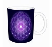 AELKSP Tazas grandes de 330 ml para café, tazas desayuno, té y bebidas calientes, tazas de cafe,Azul oscuro, Flor de la Vida con Estrellas Símbolo Espiritual Geometría Sagra,regalo aniversario pareja