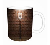 AELKSP Tazas grandes de 330 ml para café, tazas desayuno, té y bebidas calientes, tazas de cafe,Baloncesto, pared de ladrillos vieja y aro de baloncesto de entrenamiento eni,regalo aniversario pareja