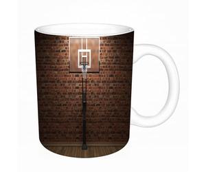 AELKSP Tazas grandes de 330 ml para café, tazas desayuno, té y bebidas calientes, tazas de cafe,Baloncesto, pared de ladrillos vieja y aro de baloncesto de entrenamiento eni,regalo aniversario pareja