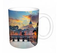 AELKSP Tazas grandes de 330 ml para café, tazas desayuno, té y bebidas calientes, tazas de cafe,Basílica de San Pedro en Roma, Italia, al atardecer. Fondo de viaje panorámic,regalo aniversario pareja