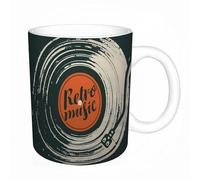 AELKSP Tazas grandes de 330 ml para café, tazas desayuno, té y bebidas calientes, tazas de cafe,Cartel o pancarta vectorial con inscripción caligráfica Música retro sobre fo,regalo aniversario pareja