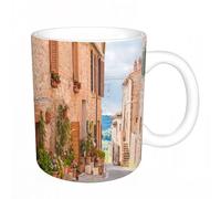AELKSP Tazas grandes de 330 ml para café, tazas desayuno, té y bebidas calientes, tazas de cafe,Casco antiguo medieval en la Toscana, pueblo histórico mediterráneo de alta c,regalo aniversario pareja