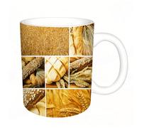 AELKSP Tazas grandes de 330 ml para café, tazas desayuno, té y bebidas calientes, tazas de cafe, Cosecha, Historia del collage Trigo Diversos tipos de pan Cultura de la pana,regalo aniversario pareja