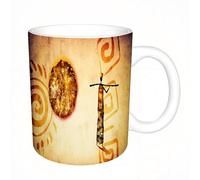 AELKSP Tazas grandes de 330 ml para café, tazas desayuno, té y bebidas calientes, tazas de cafe,Decoración de figura humana tribal con textura retro, con tótems primitivos,regalo aniversario pareja
