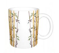 AELKSP Tazas grandes de 330 ml para café, tazas desayuno, té y bebidas calientes, tazas de cafe,Decoración de bambú, el bambú calma tu mente, relaja tu mente, estilo artísti,regalo aniversario pareja