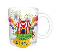 AELKSP Tazas grandes de 330 ml para café, tazas desayuno, té y bebidas calientes, tazas de cafe,Decoración de circo, carnaval con cartel de circo Cirque la,regalo aniversario pareja