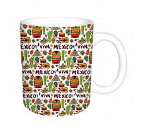 AELKSP Tazas grandes de 330 ml para café, tazas desayuno, té y bebidas calientes, tazas de cafe,Decoraciones mexicanas, Viva México con elementos nativos Poncho Tequila Sals,regalo aniversario pareja