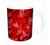 AELKSP Tazas grandes de 330 ml para café, tazas desayuno, té y bebidas calientes, tazas de cafe,Diseño de corazón rojo de amor, una densa variedad de corazones rojos de vari,regalo aniversario pareja