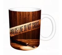 AELKSP Tazas grandes de 330 ml para café, tazas desayuno, té y bebidas calientes, tazas de cafe,Escena de asesinato, cinta de advertencia de seguridad en una escena del crim,regalo aniversario pareja