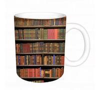 AELKSP Tazas grandes de 330 ml para café, tazas desayuno, té y bebidas calientes, tazas de cafe,Estantería de biblioteca vintage para educación infantil. Libro retro en esta,regalo aniversario pareja