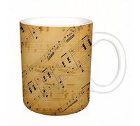 AELKSP Tazas grandes de 330 ml para café, tazas desayuno, té y bebidas calientes, tazas de cafe,Fondo musical grunge (autor de las notas G. Meyerbeer 1791-1864 editor Julius,regalo aniversario pareja