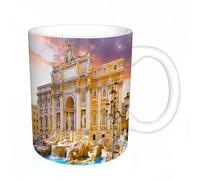 AELKSP Tazas grandes de 330 ml para café, tazas desayuno, té y bebidas calientes, tazas de cafe,Fontana de Trevi Buena Suerte Historia del Mundo Arte y Arquitectura,regalo aniversario pareja